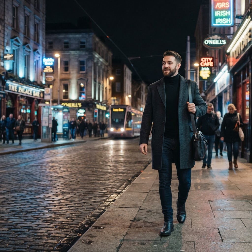 A sharp, modern look perfect for a night out in Dublin.