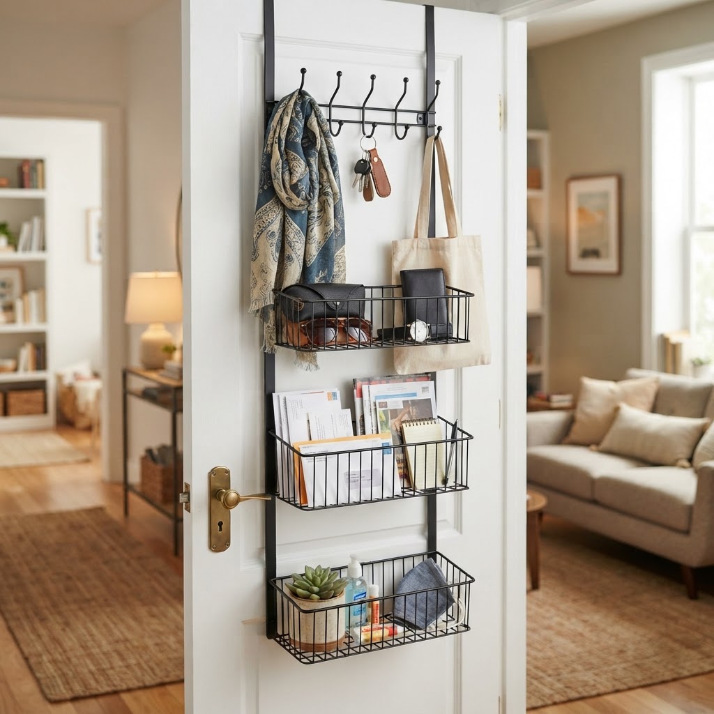 Utilize the back of your door for extra storage without taking up floor space.