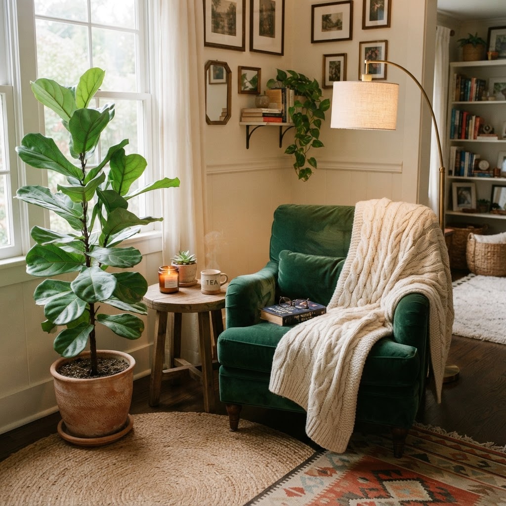 Bring life into your rental with greenery and soft, inviting textures.
