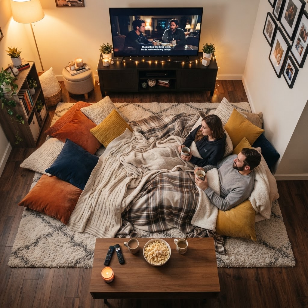 A cozy, inviting seating arrangement for small rooms.