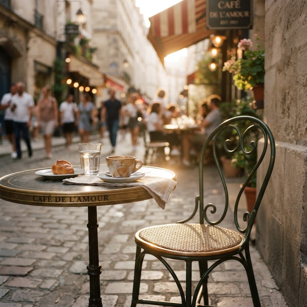 Cafe culture in the soft light of sunset.