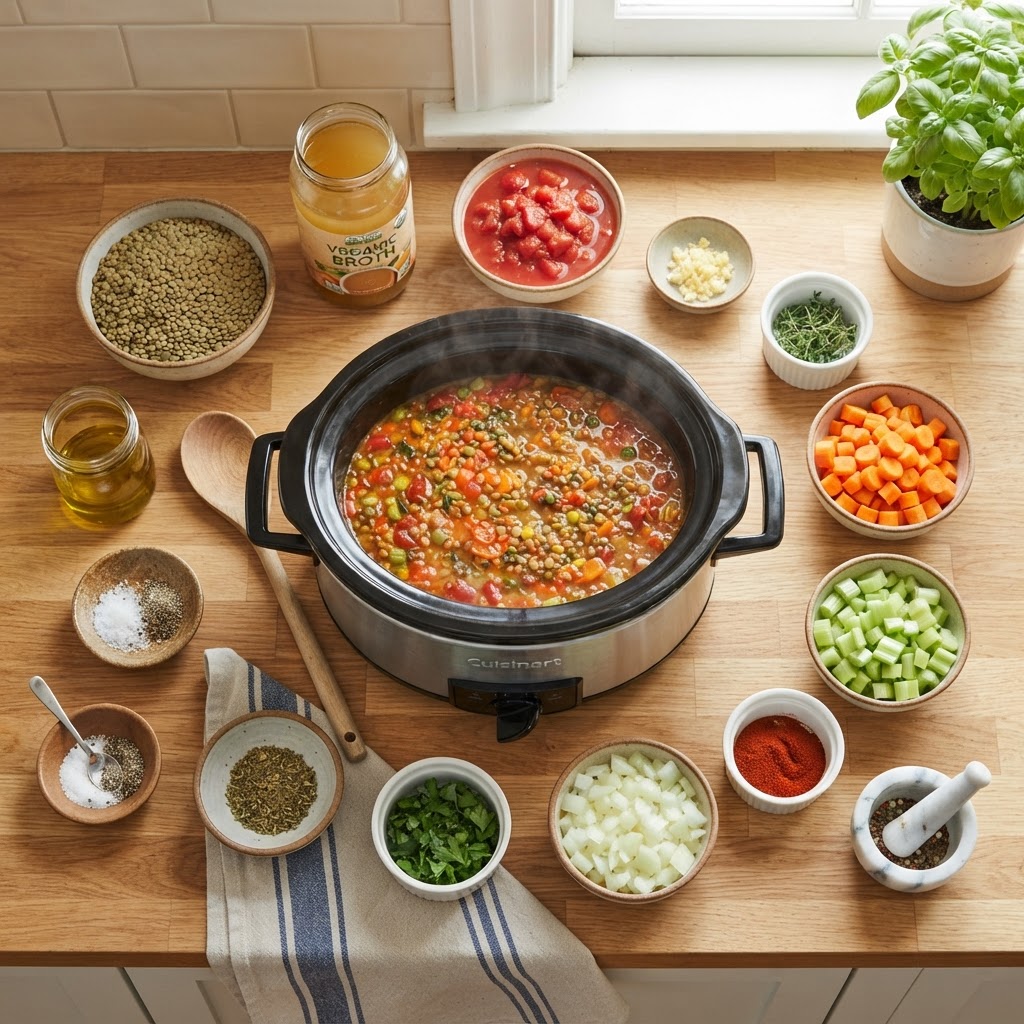 Assemble your ingredients for a successful homemade soup.