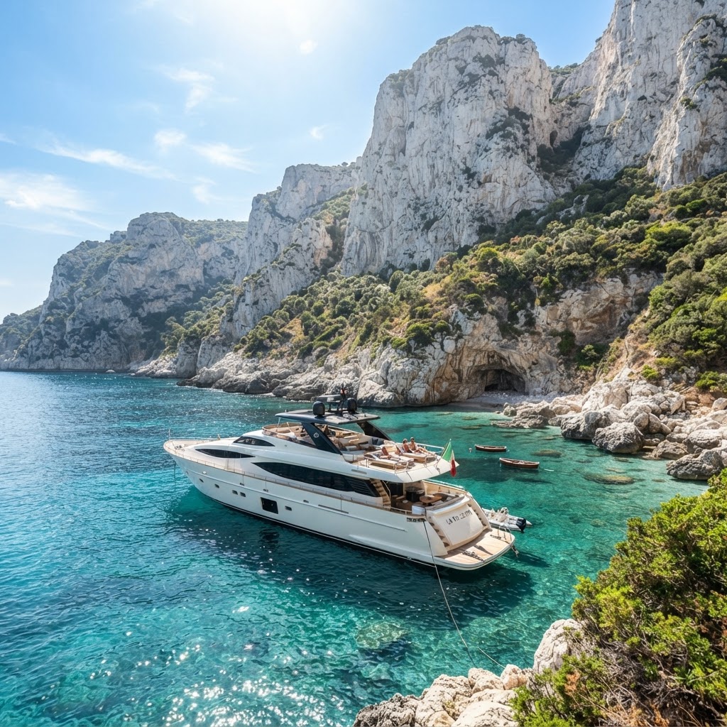 A peaceful afternoon swim in a private cove off the coast of Capri.