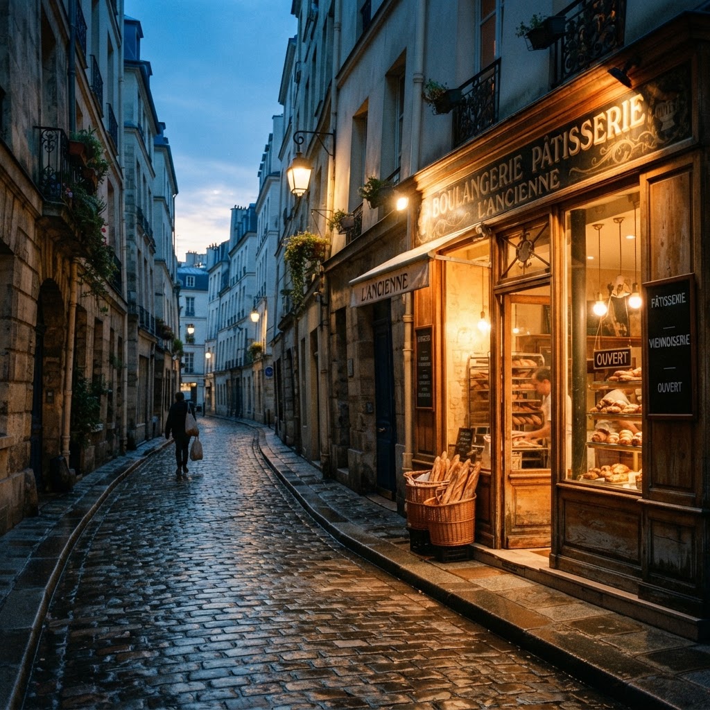 Wandering the quiet, historic cobblestone streets of Le Marais.