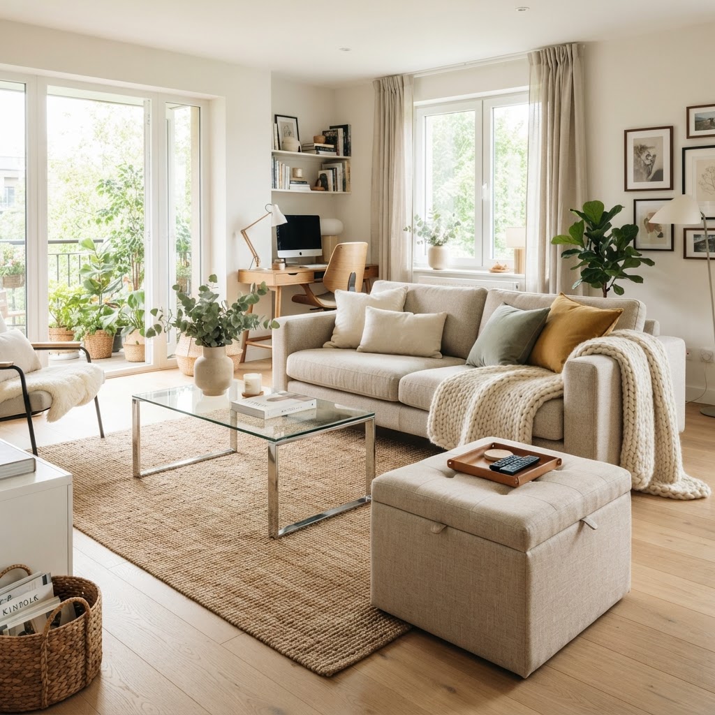 Multi-functional furniture is essential for maximizing small rooms.