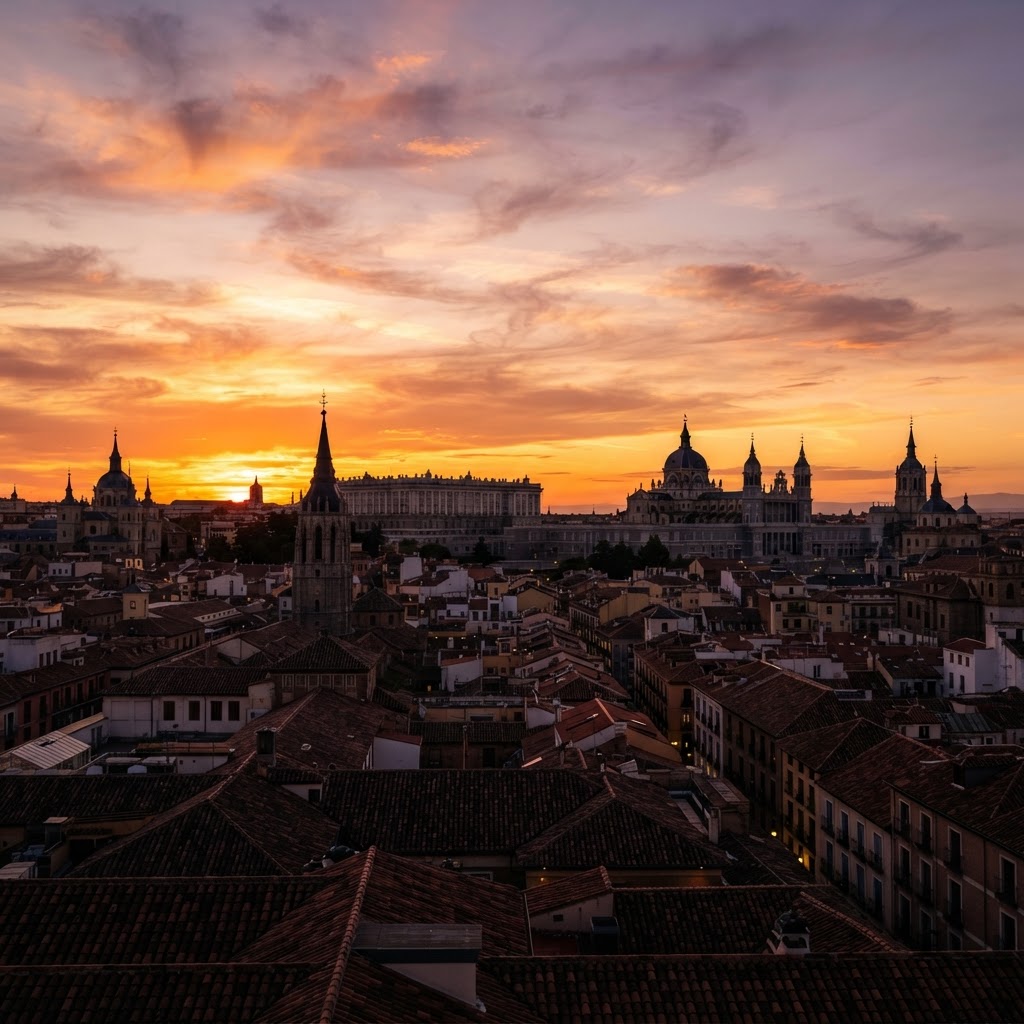 Sunset Over the Rooftops of Madrid: A Guide to the Best Views 2 The breathtaking golden hour over the rooftops of Madrid.