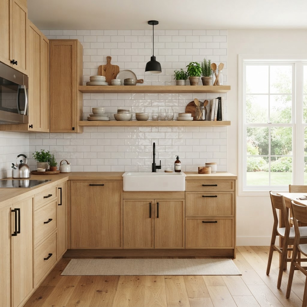 A clean, classic subway tile look elevates this small kitchen.