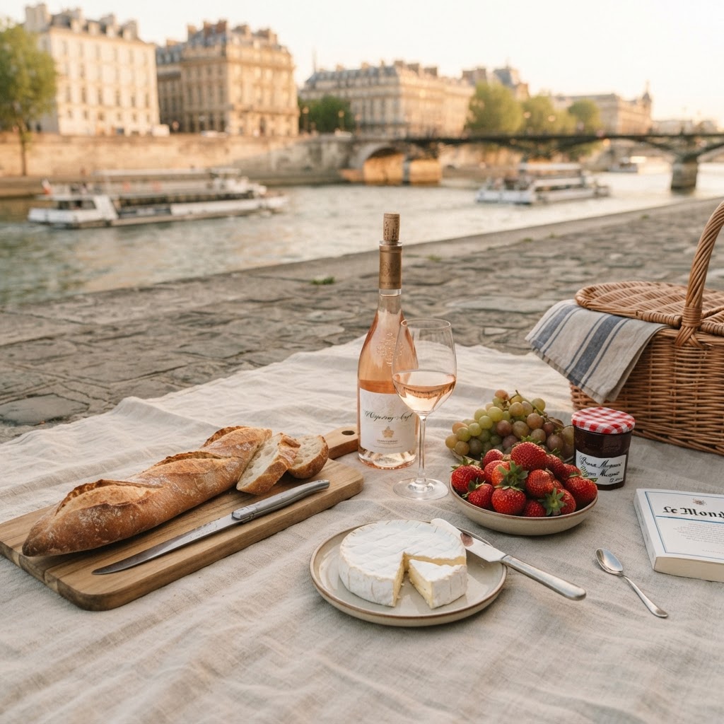 Mastering the French Picnic Aesthetic: Seine River & Rosé 2 The perfect curated French picnic spread.