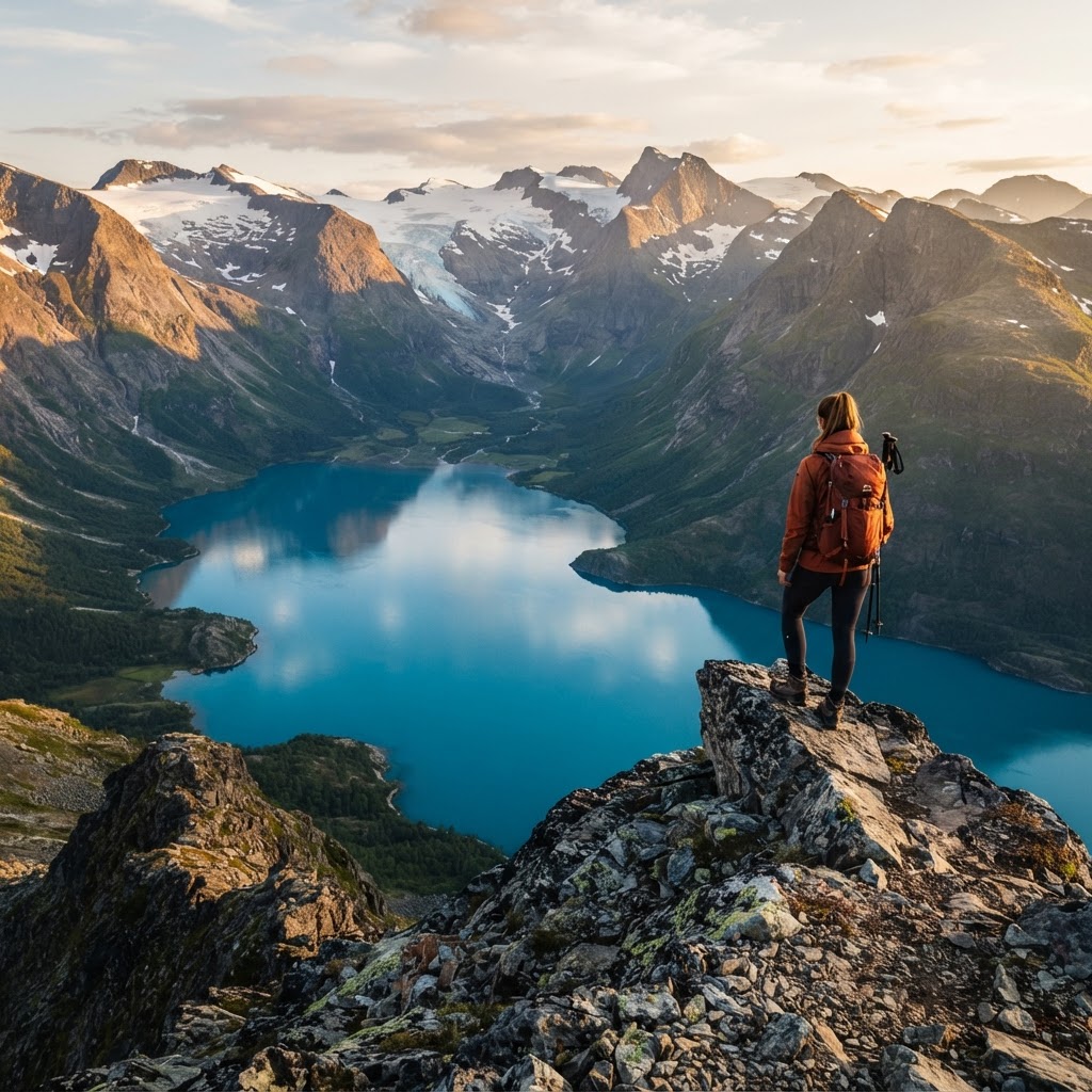 Hiking in Norway offers unparalleled views of some of the best blue lakes in the world.