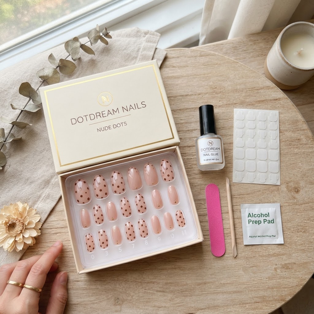 Everything you need for a perfect manicure with this press-on nail kit.