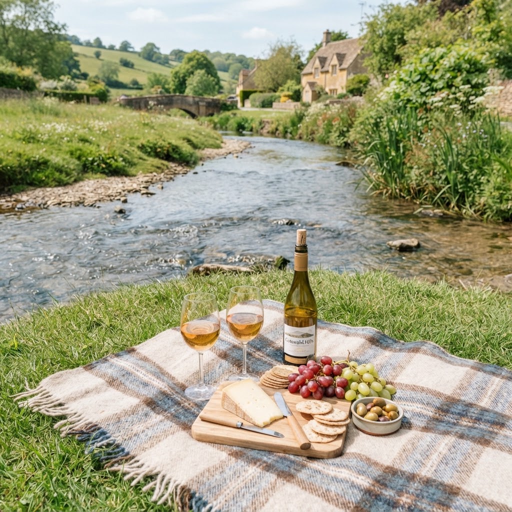 A perfect, slow-paced picnic by the stream.