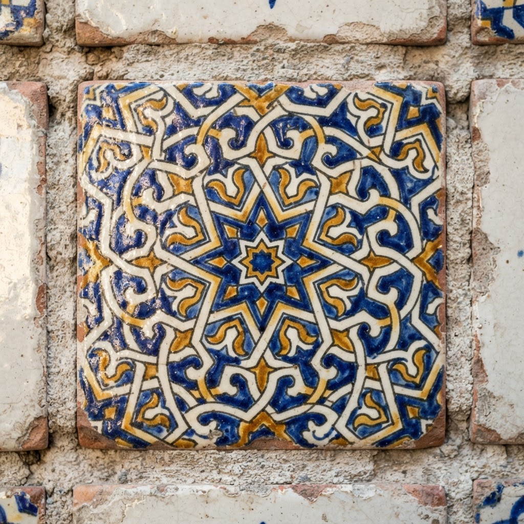 The intricate detail of authentic Spanish azulejos used in classic architecture.