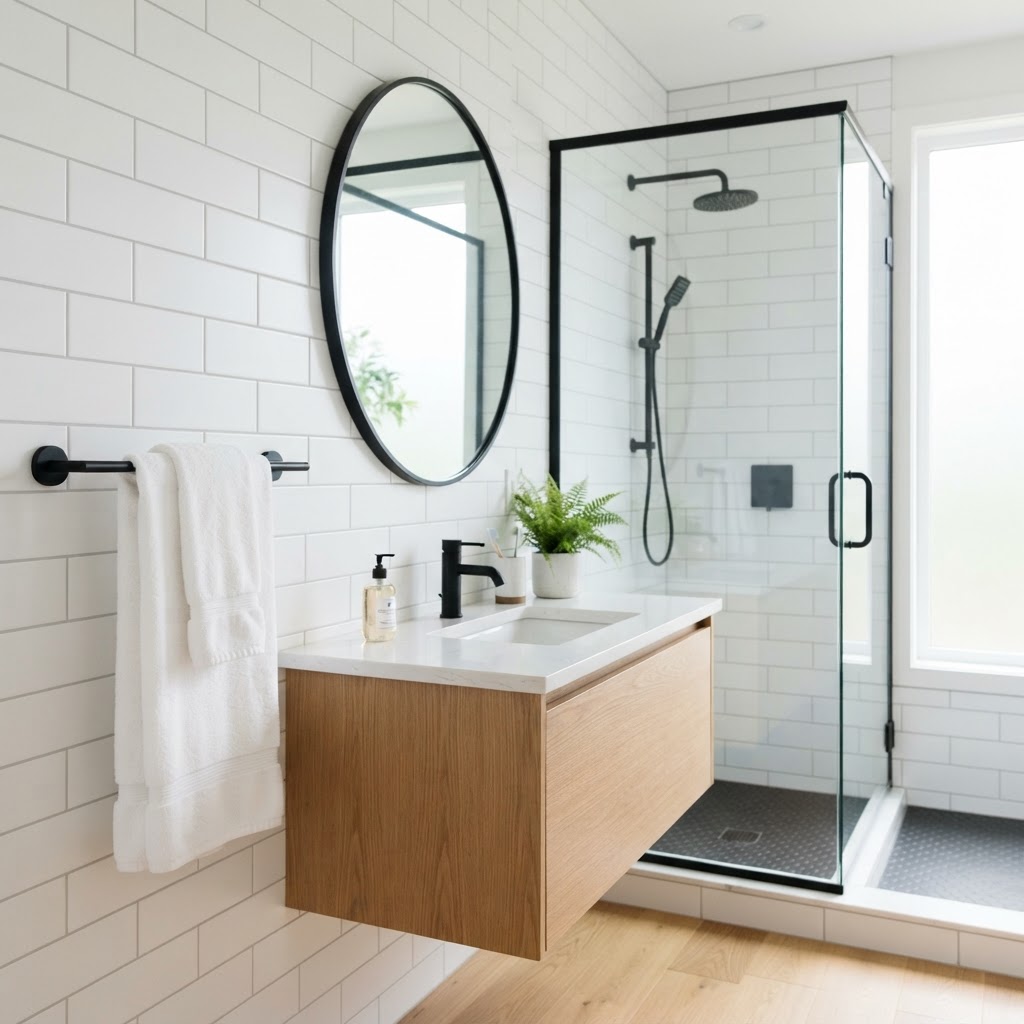 Matte black hardware creates an instant modern upgrade.