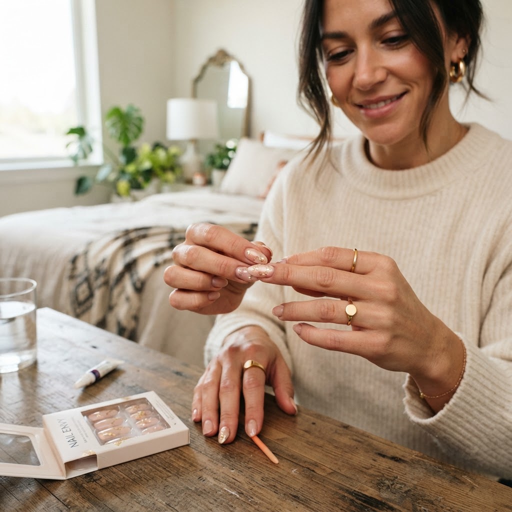 Mastering the press-on application technique.