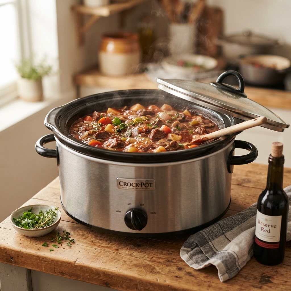 The slow cooker in action.