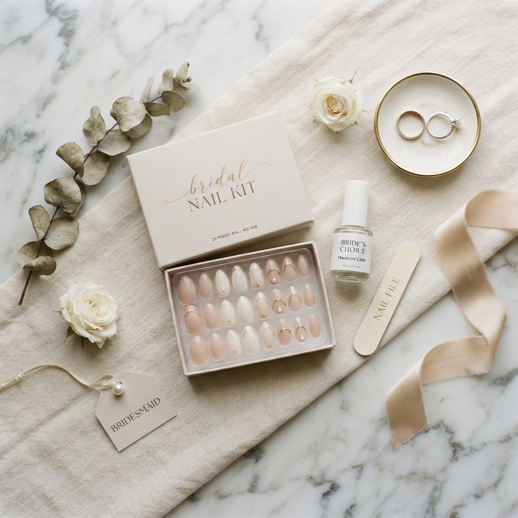A complete press on nail kit ready for your next event.