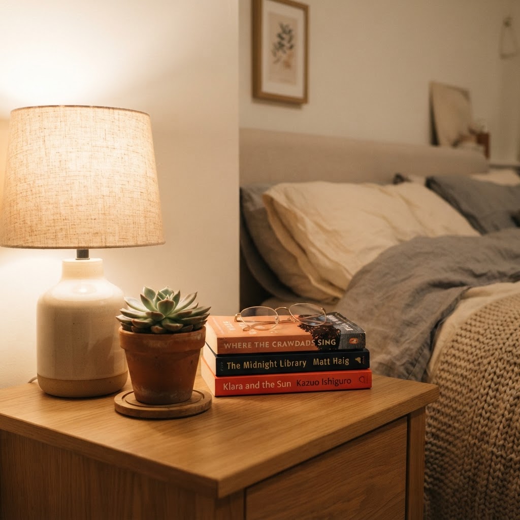 Thoughtful bedside styling makes a space feel personalized.