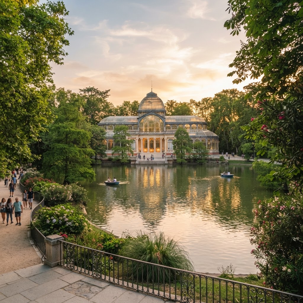 The serene beauty of Retiro Park in the heart of Madrid.