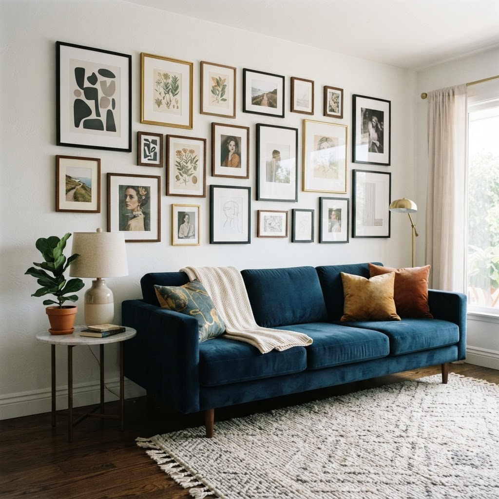 A thoughtful gallery wall makes any space feel like a curated home.