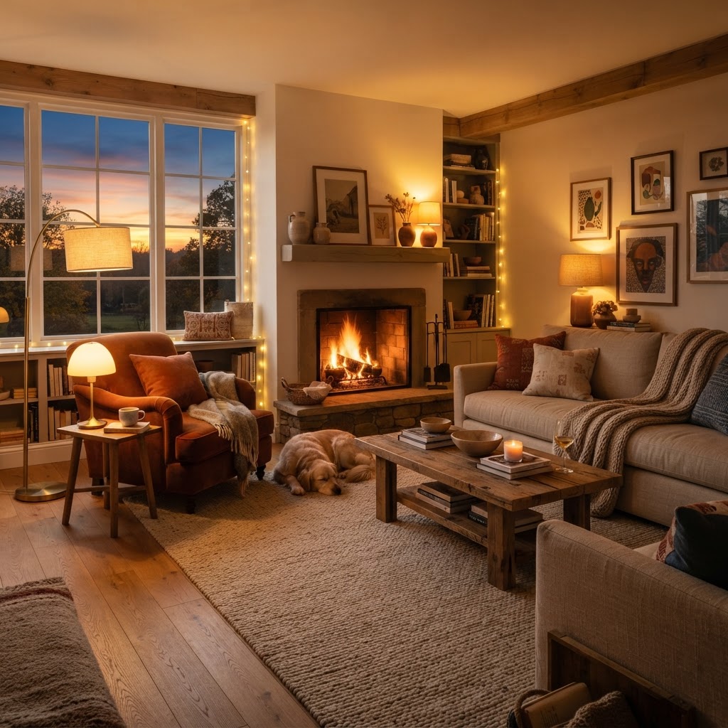 Warm lighting turns any living room into a relaxing retreat.