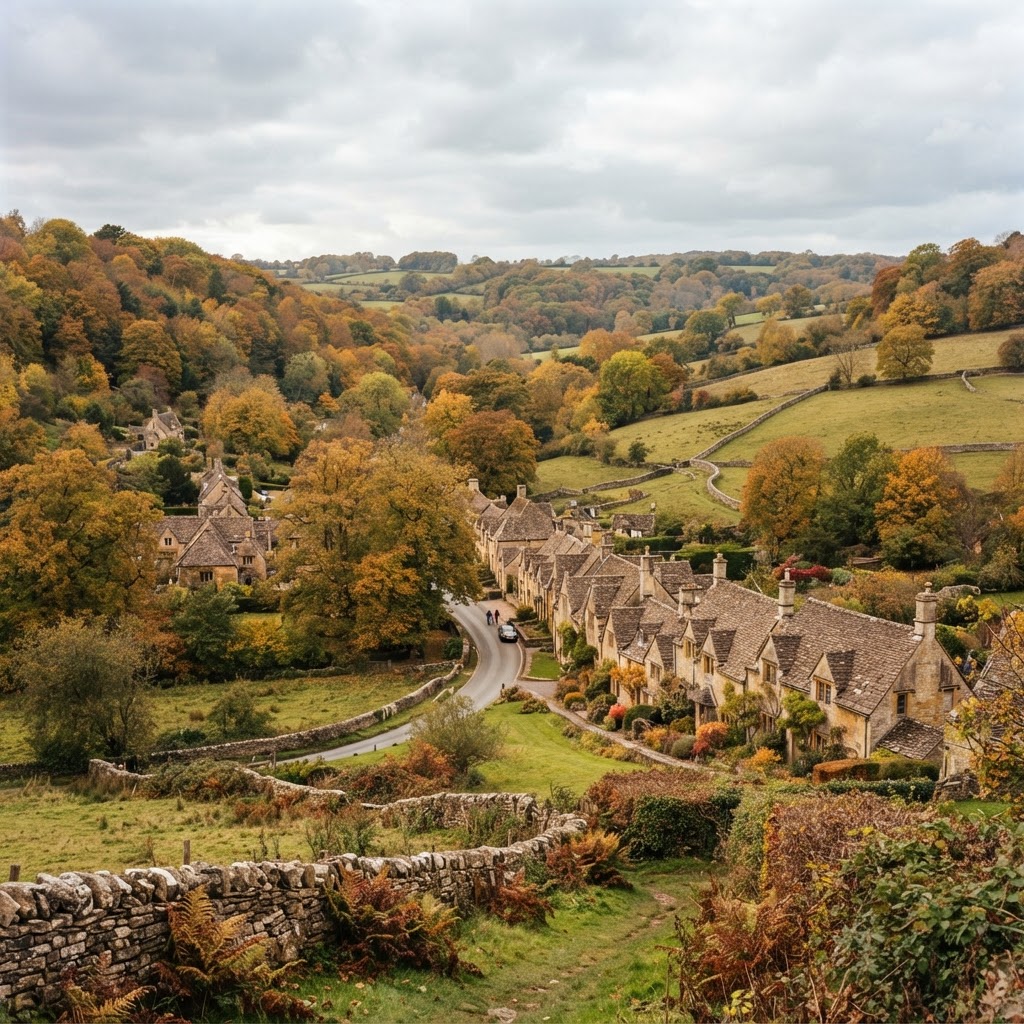 English Countryside in Fall: Best Places for Golden Leaves 2 The iconic honey-colored stone architecture of the Cotswolds looks magical in autumn.