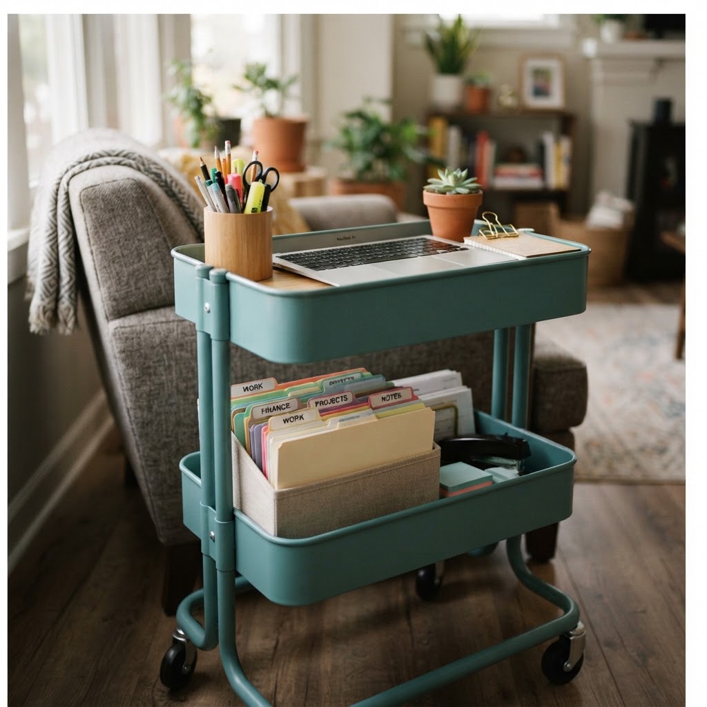Keep your home office supplies organized and mobile.