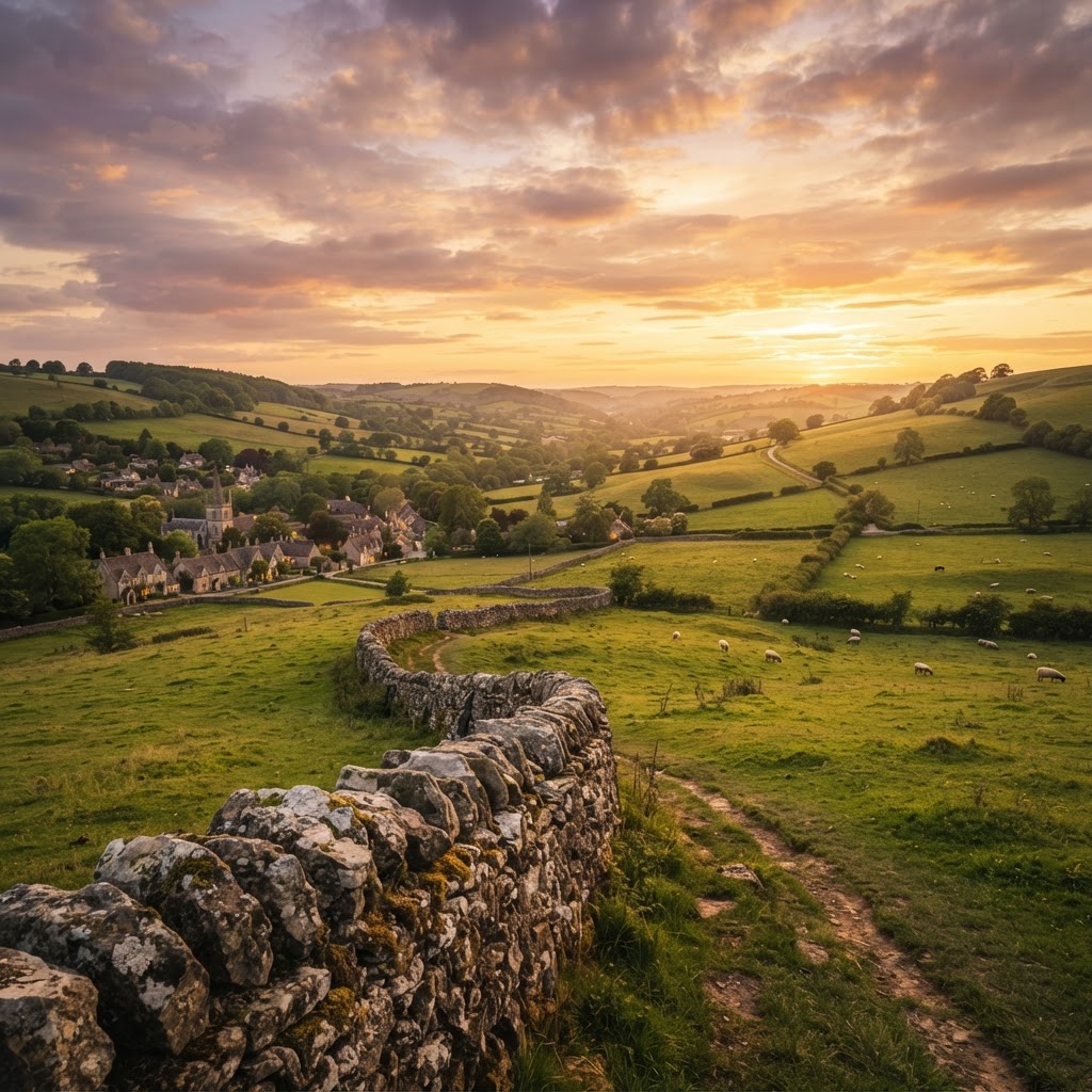 The stunning, rolling hills of the Cotswolds await.