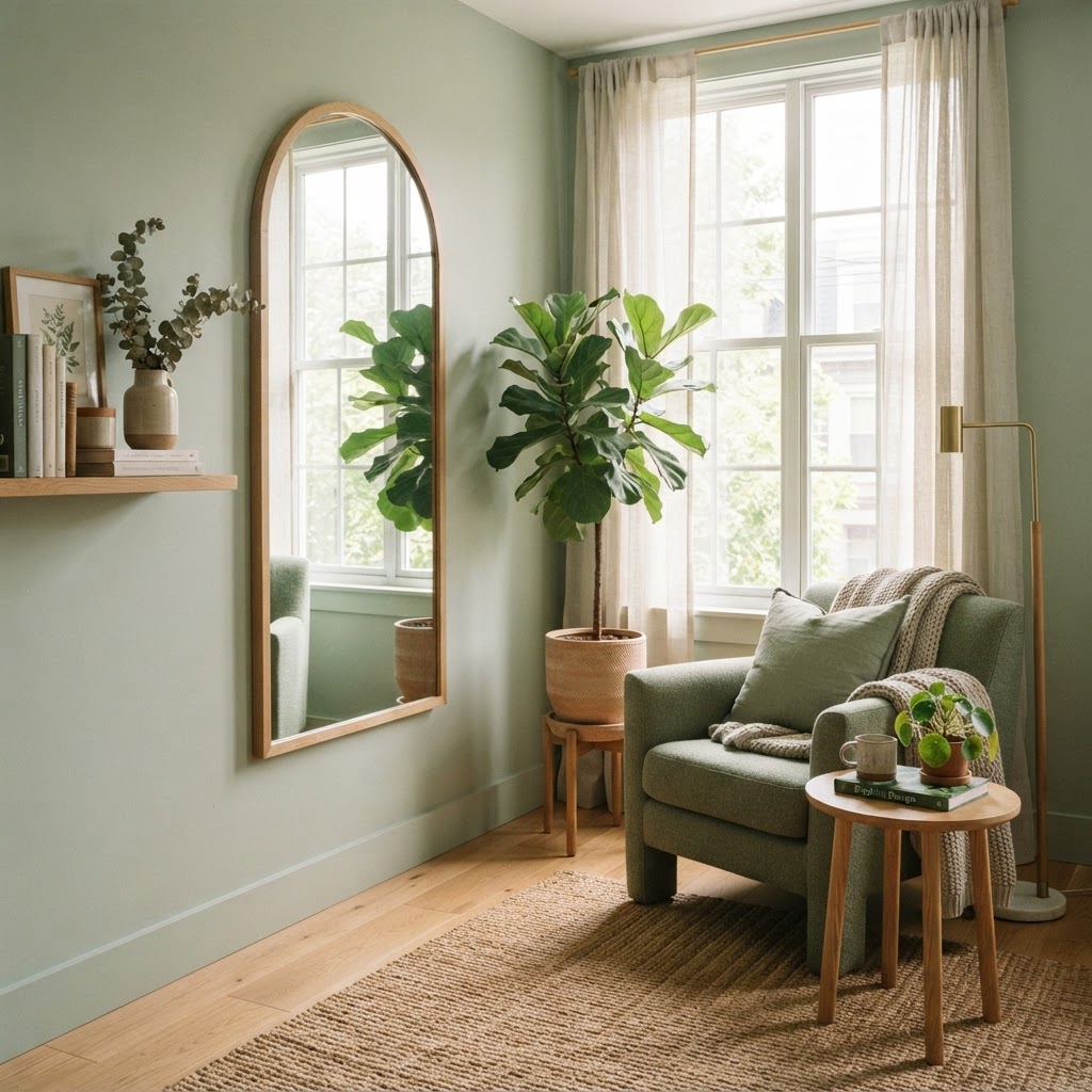 Mirrors and light colors expand the visual depth.