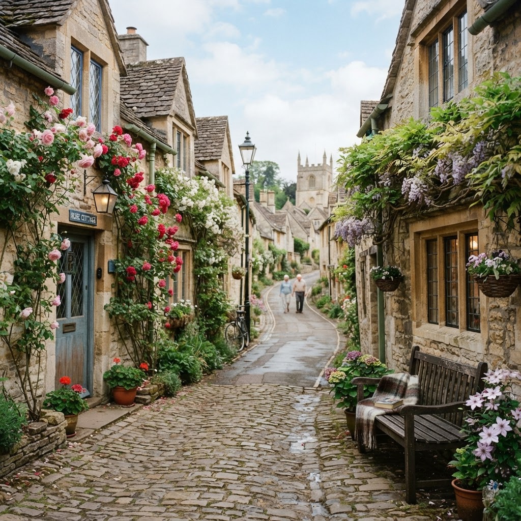 The timeless beauty of a historic village street.