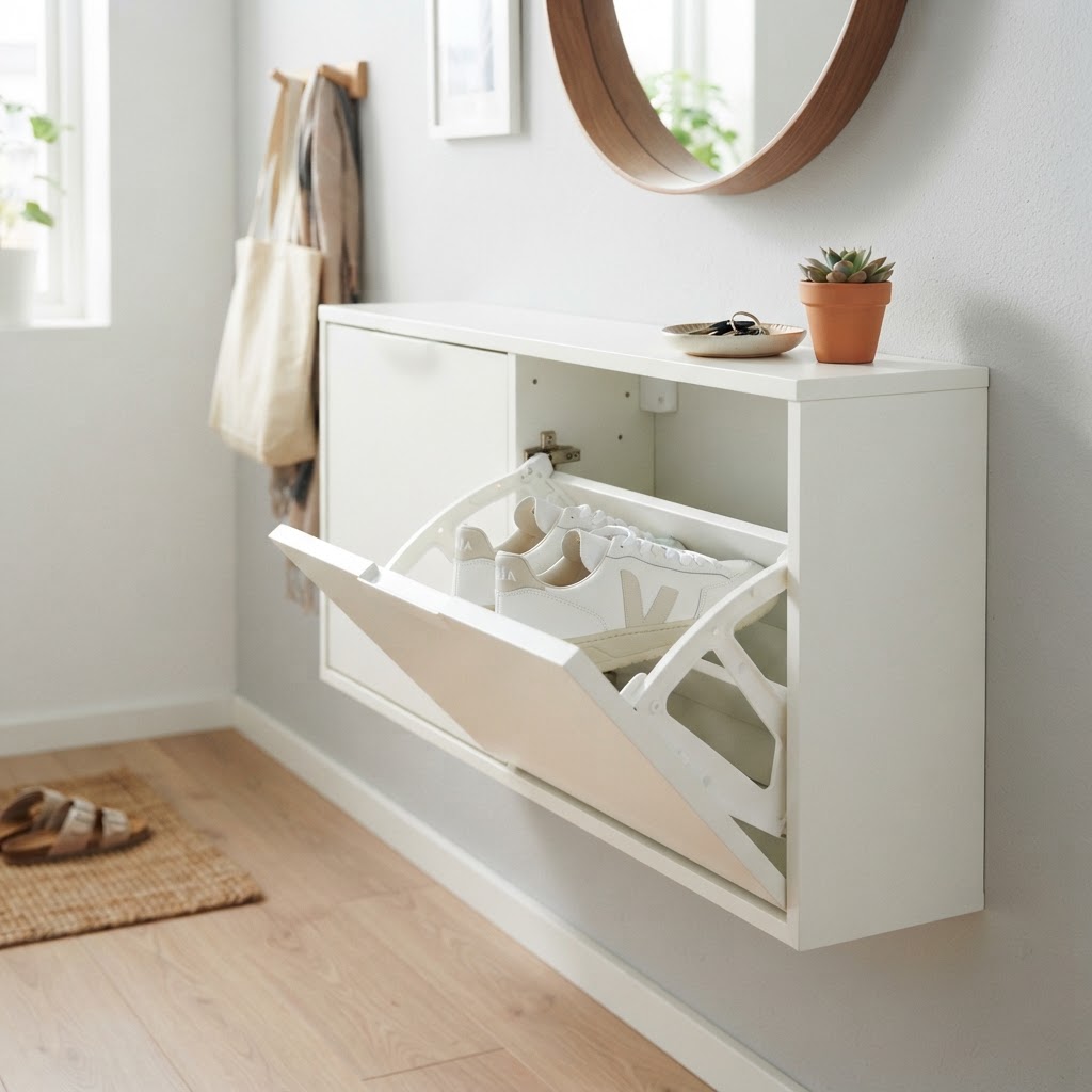 The 7-inch depth is perfect for hidden shoe storage.