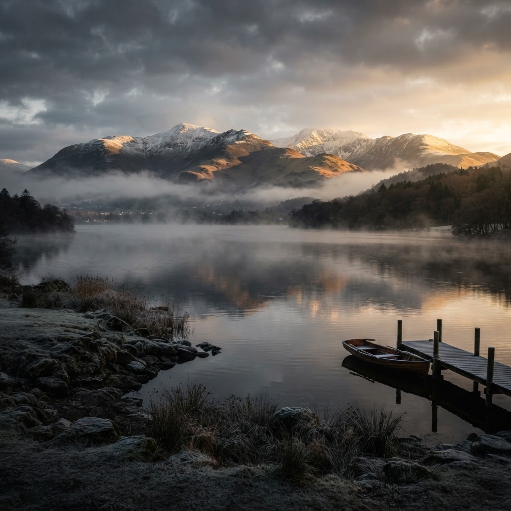 The atmospheric beauty of the Lake District during the winter months.