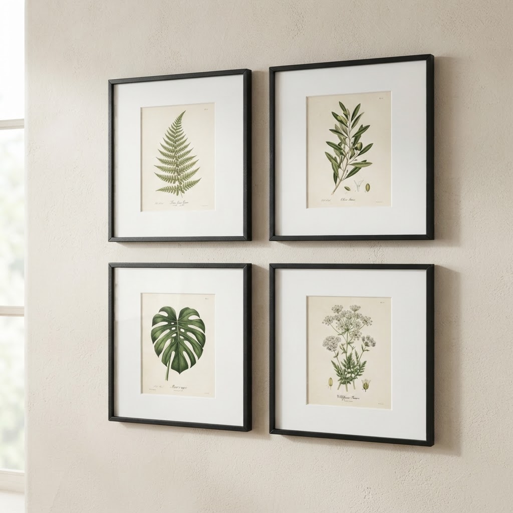 A consistent frame style makes a gallery wall look expensive and curated.