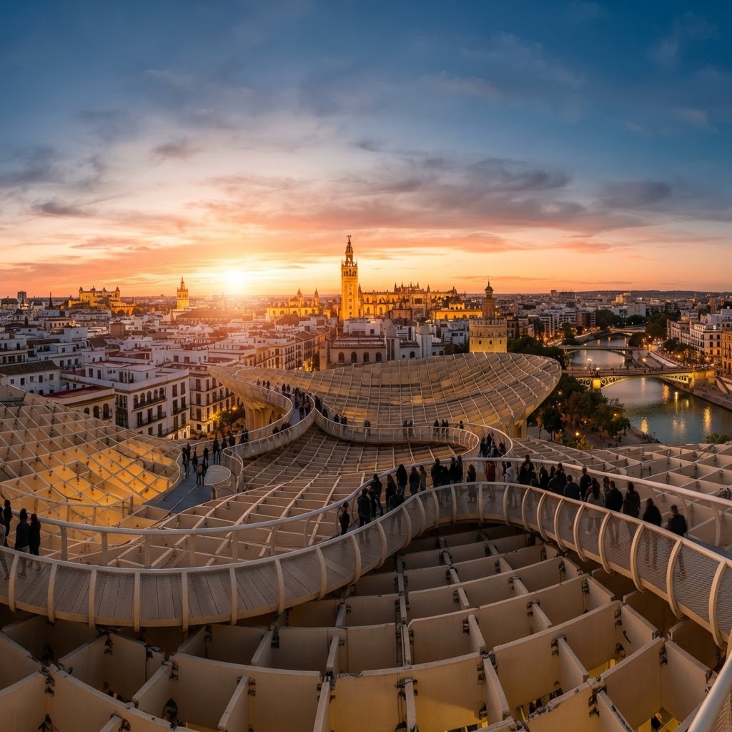 15 Best Photo Spots in Seville: A Guide 5 Sunset panorama from the Metropol Parasol.