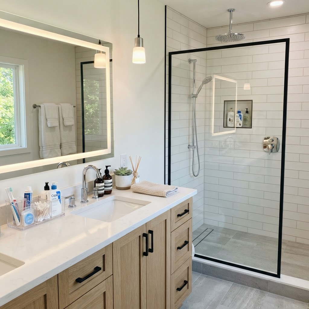 Upgrade your shower experience with an easy-to-install rainfall showerhead.