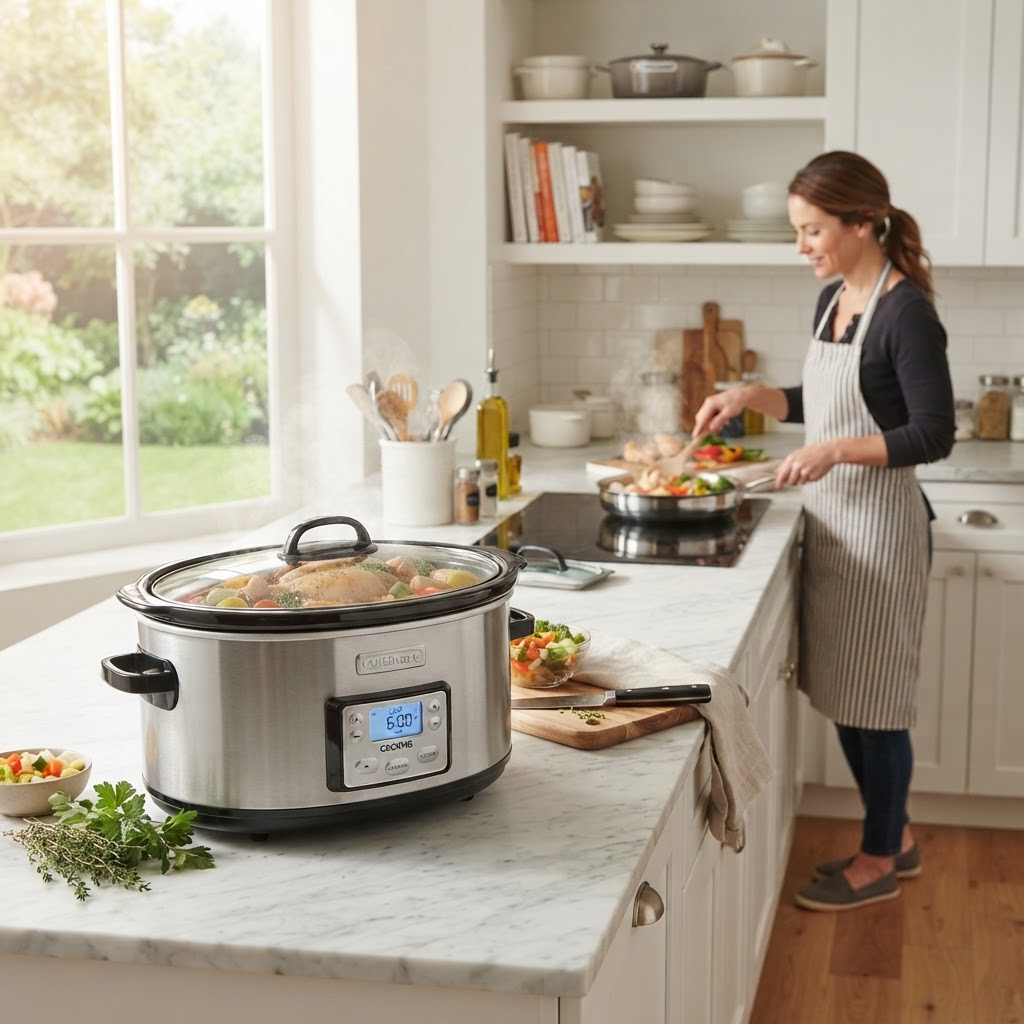 A modern slow cooker makes preparing healthy chicken dinners simple and efficient.