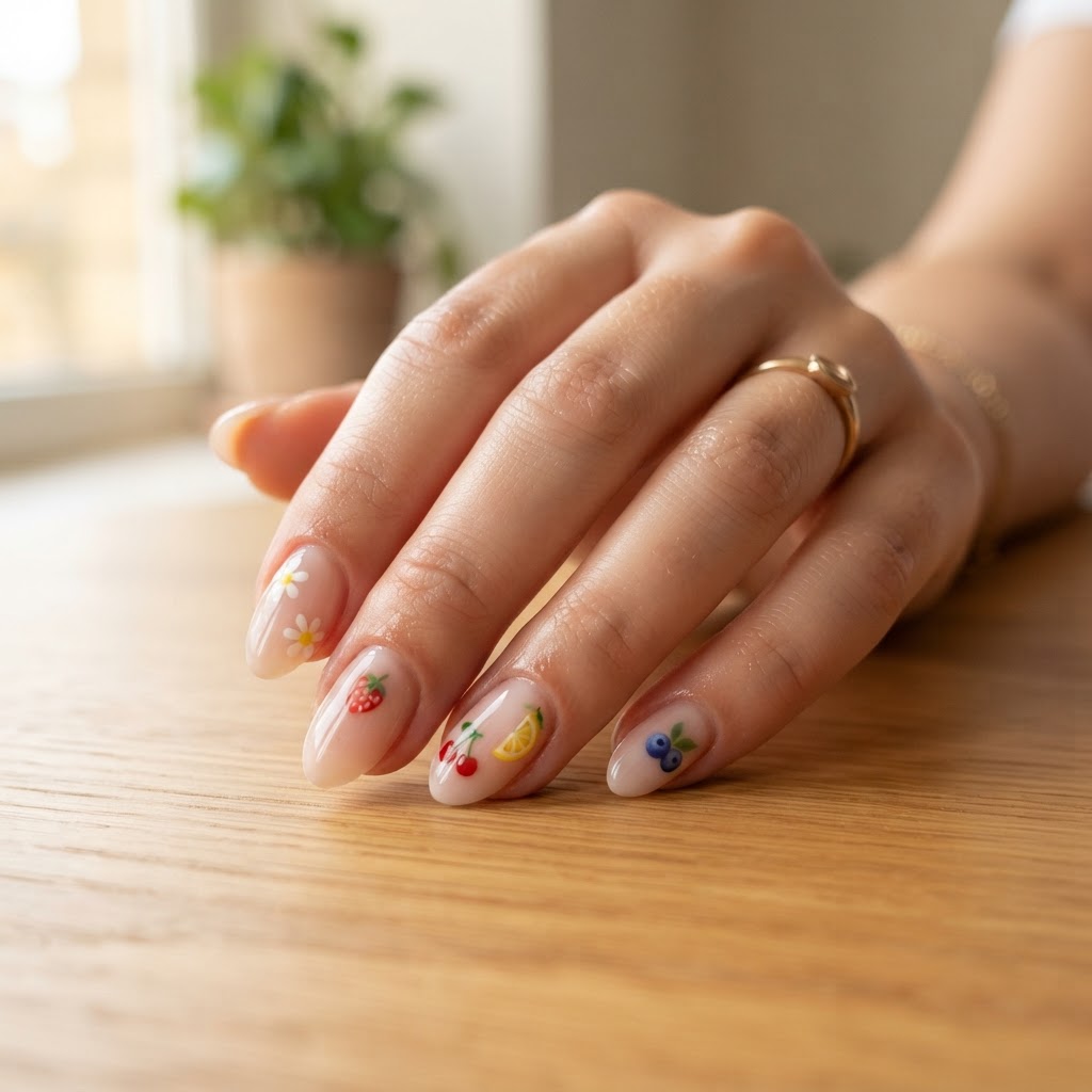Clean, simple fruit designs bring a fresh and elegant look to any outfit.