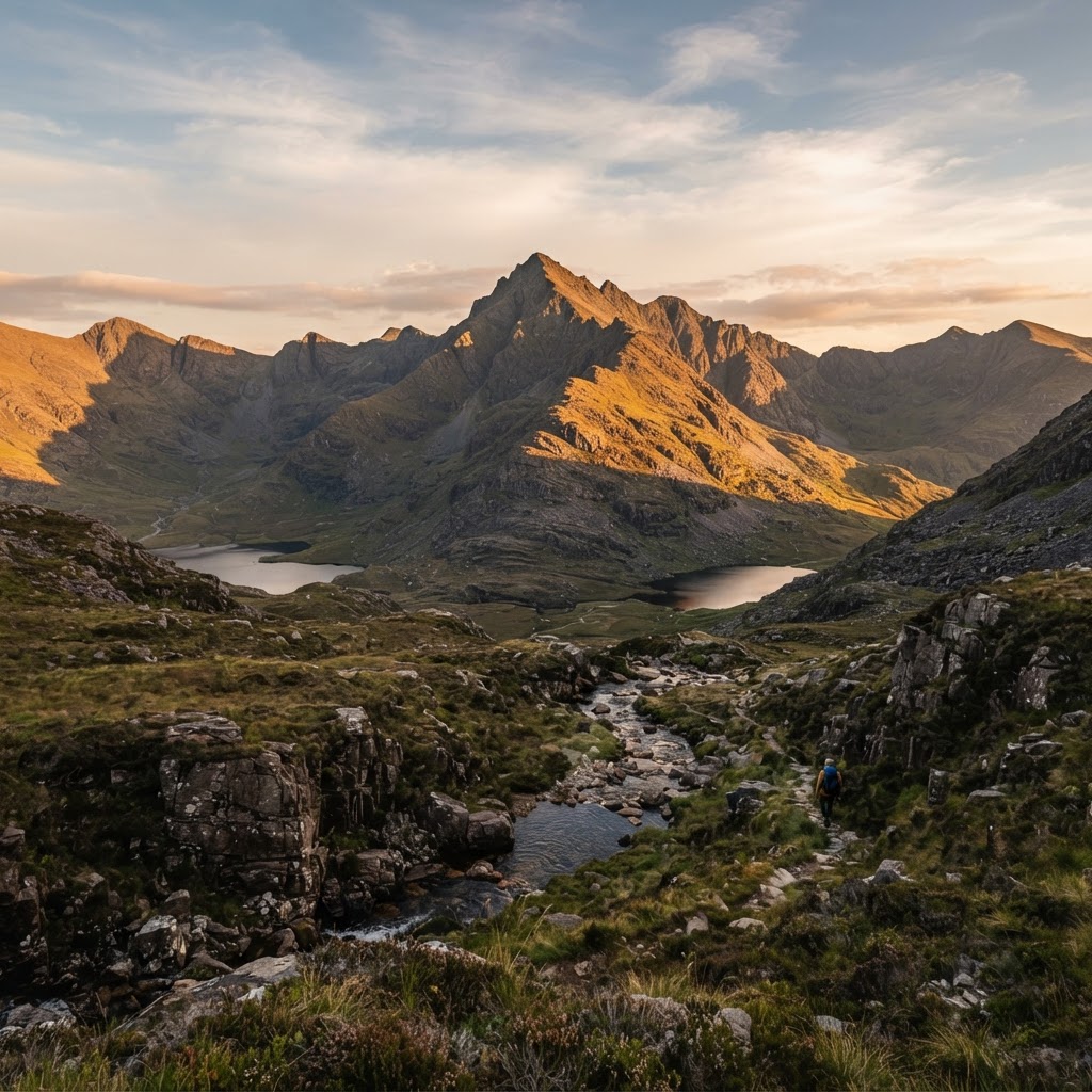 The majestic summit of Carrauntoohil at sunset.