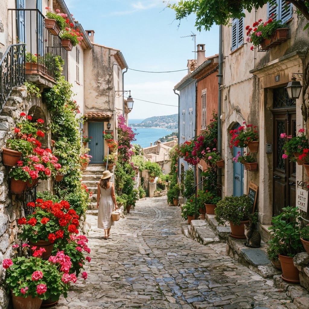Charming narrow streets found in historic coastal villages.