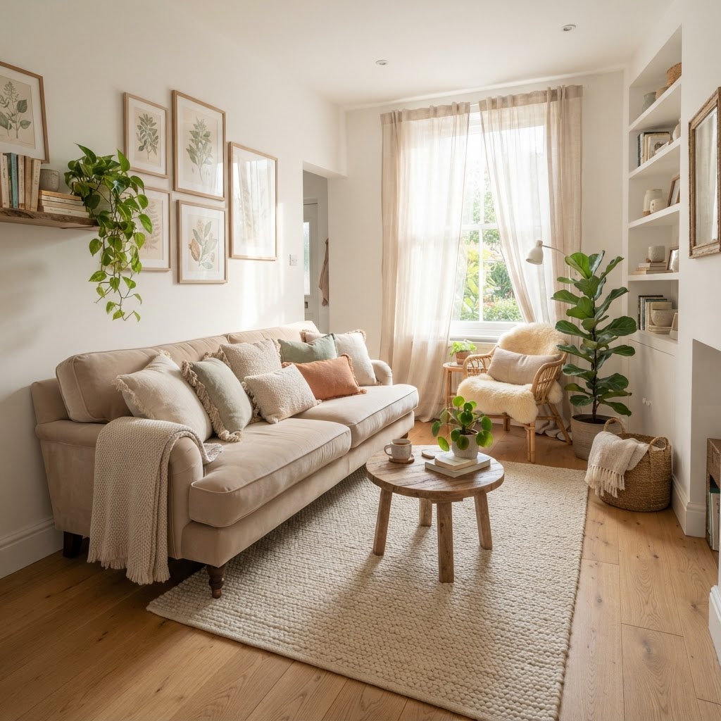 Maximize your space with light, airy tones and soft textures.