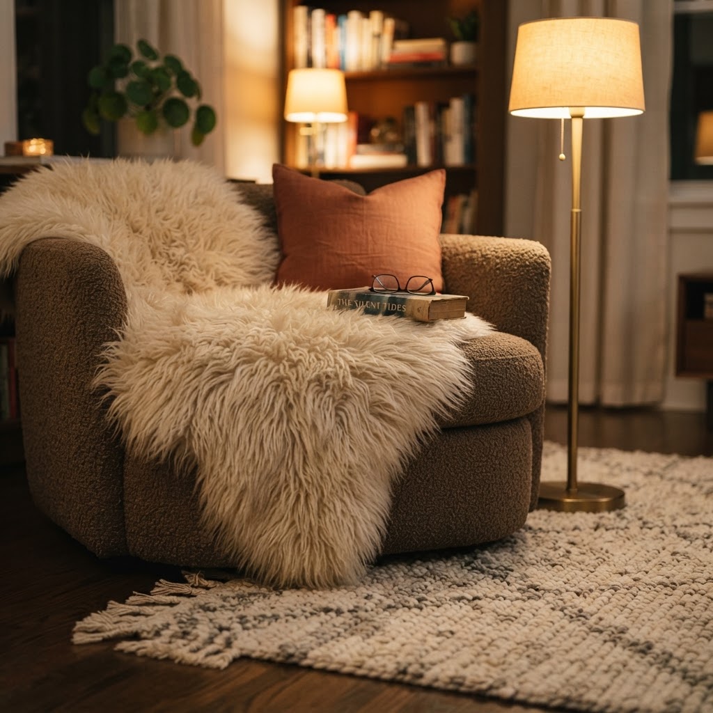 Focused lighting is the secret to creating a cozy, restorative reading nook.