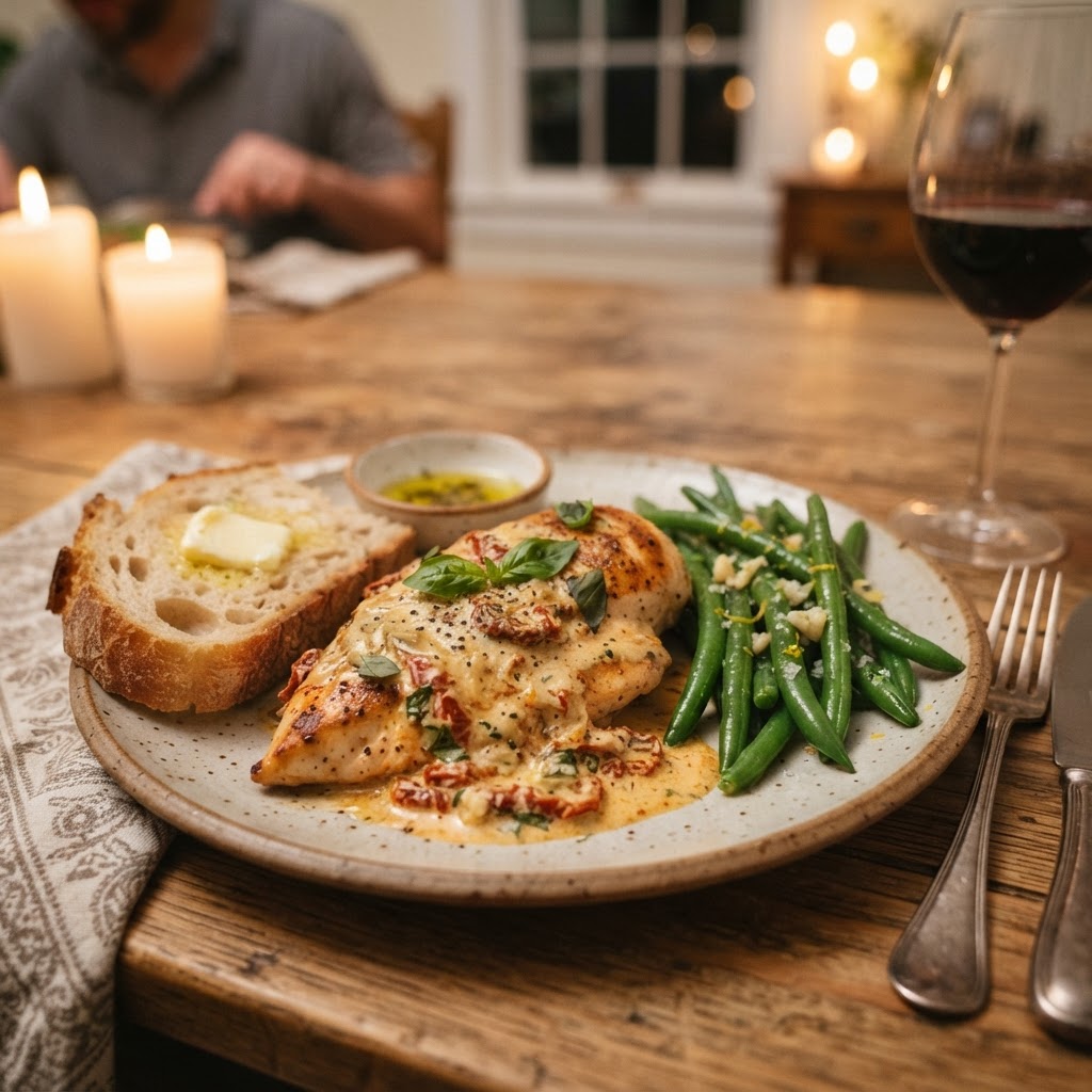 A complete, healthy dinner plated and ready for a comforting meal.