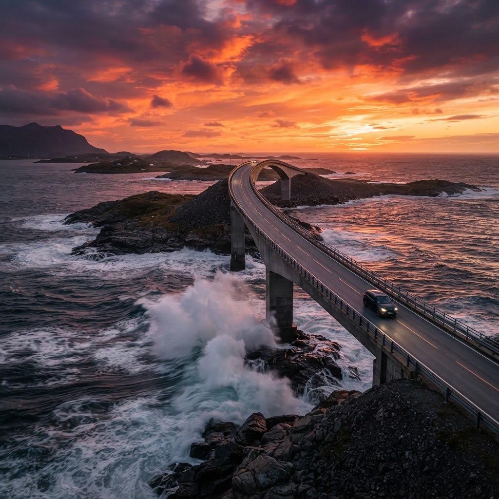 The winding engineering marvel of the Atlantic Ocean Road.