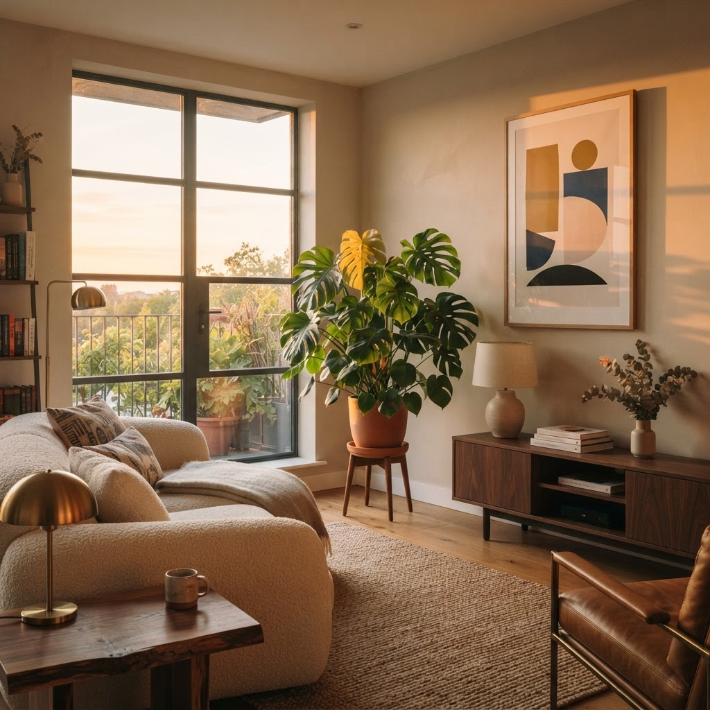 Warm lighting turns greenery into sculptural art.