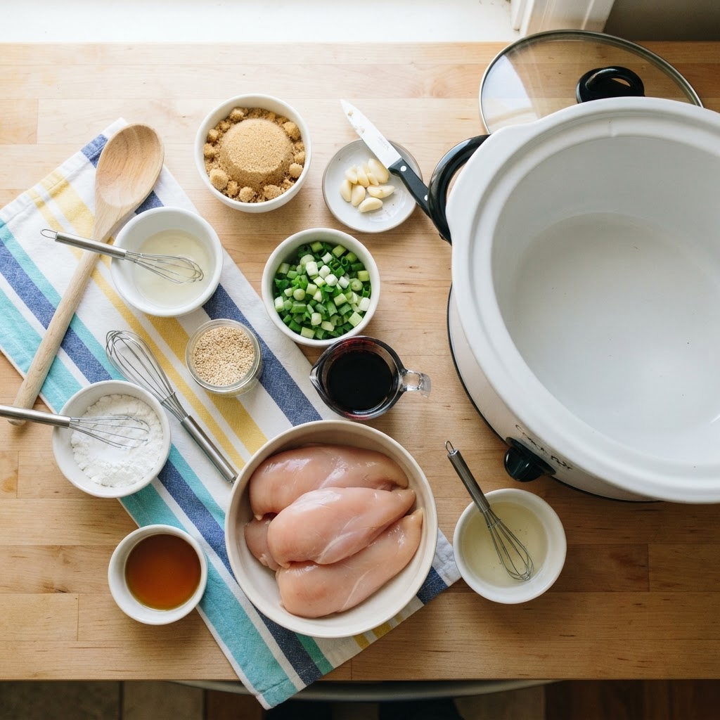 Simple ingredients ready for your easy crockpot meal.