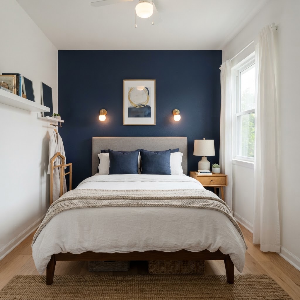 An accent wall can add character without sacrificing the feeling of space.