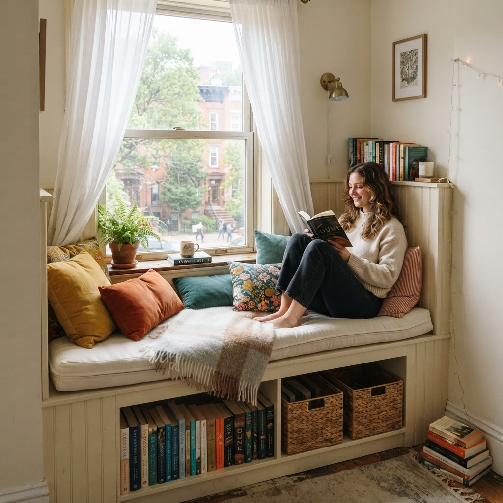 Maximizing window space for a bright reading spot.