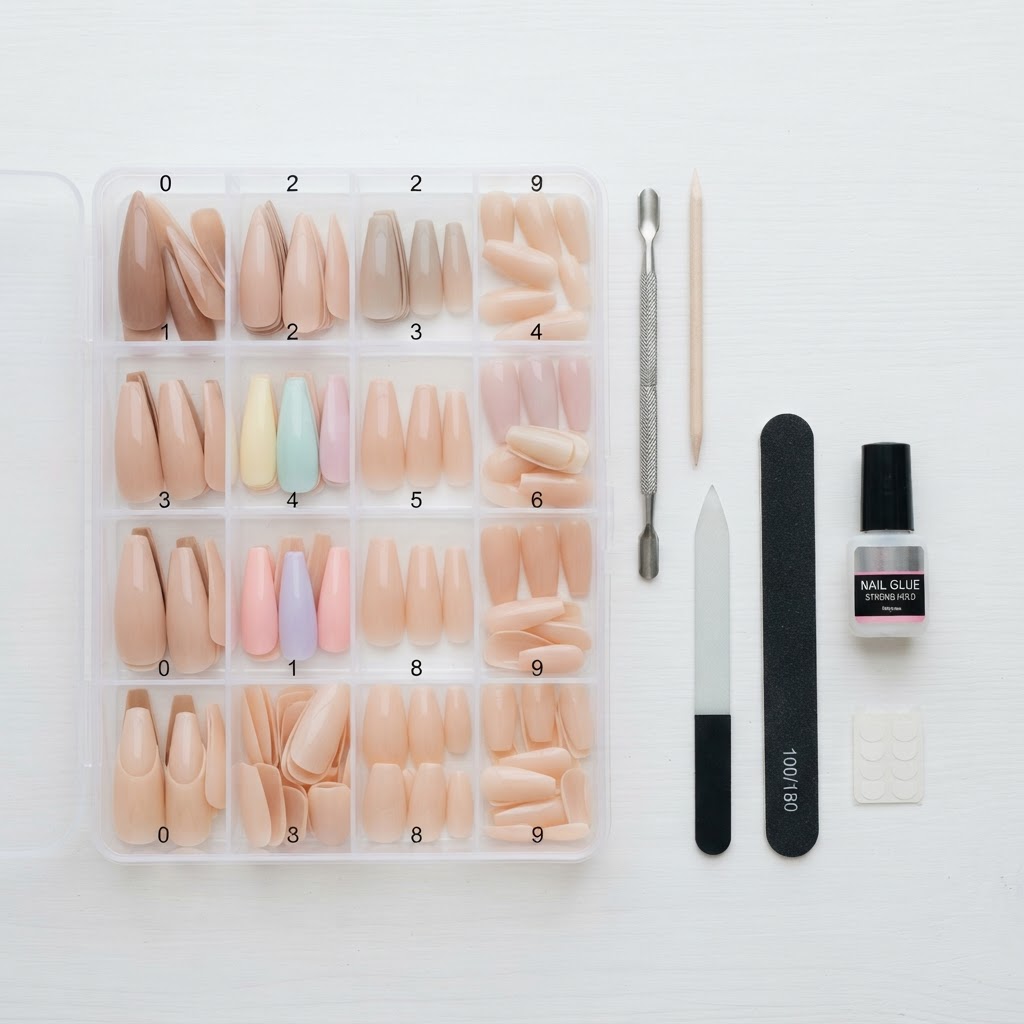 Organize your nail tools before starting your application.