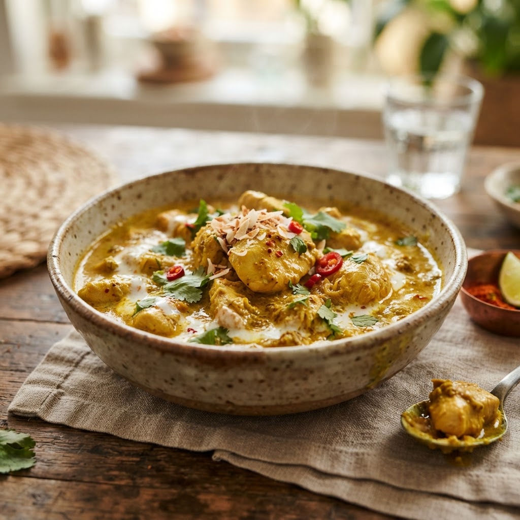 Rich and creamy chicken curry full of aromatic spices.