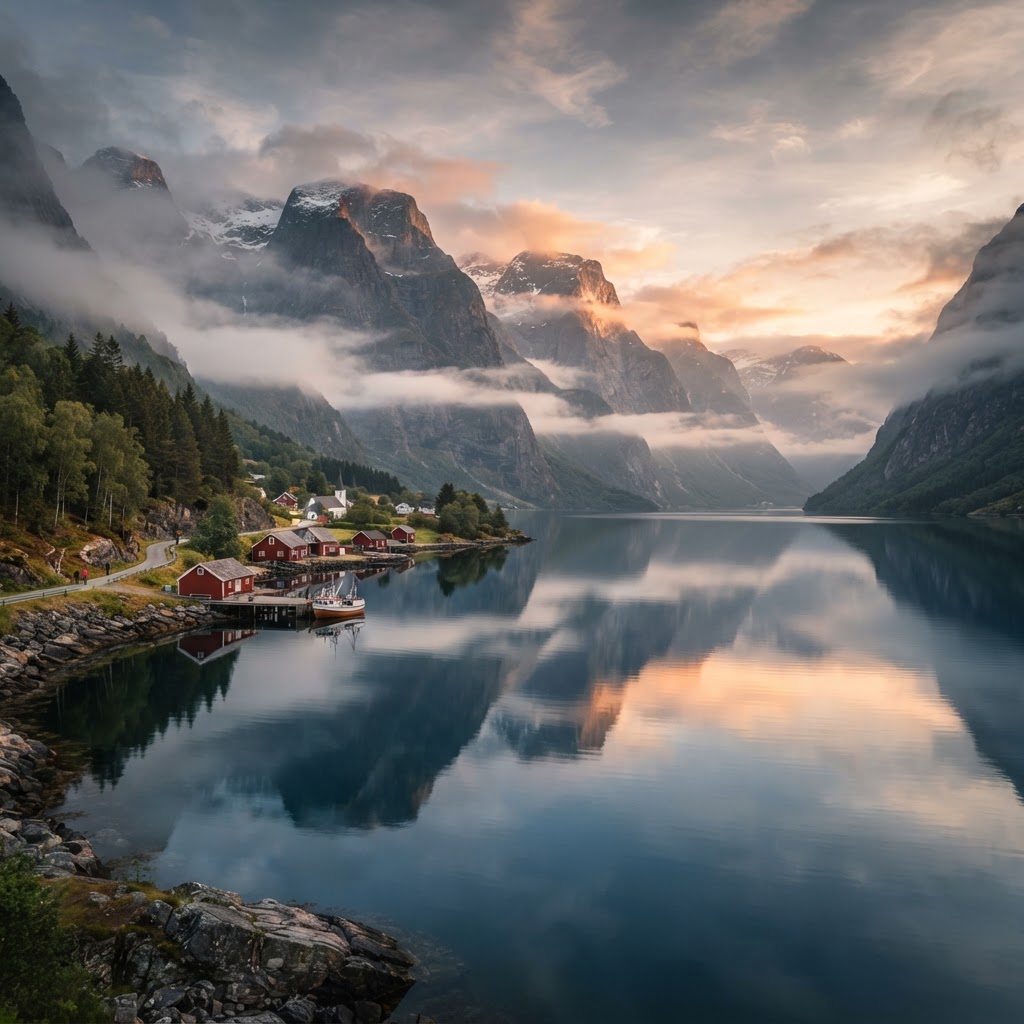 Discovering the Quietest Place in Norway: A Haven of Silence 2 The serene stillness of a morning in a Norwegian fjord.