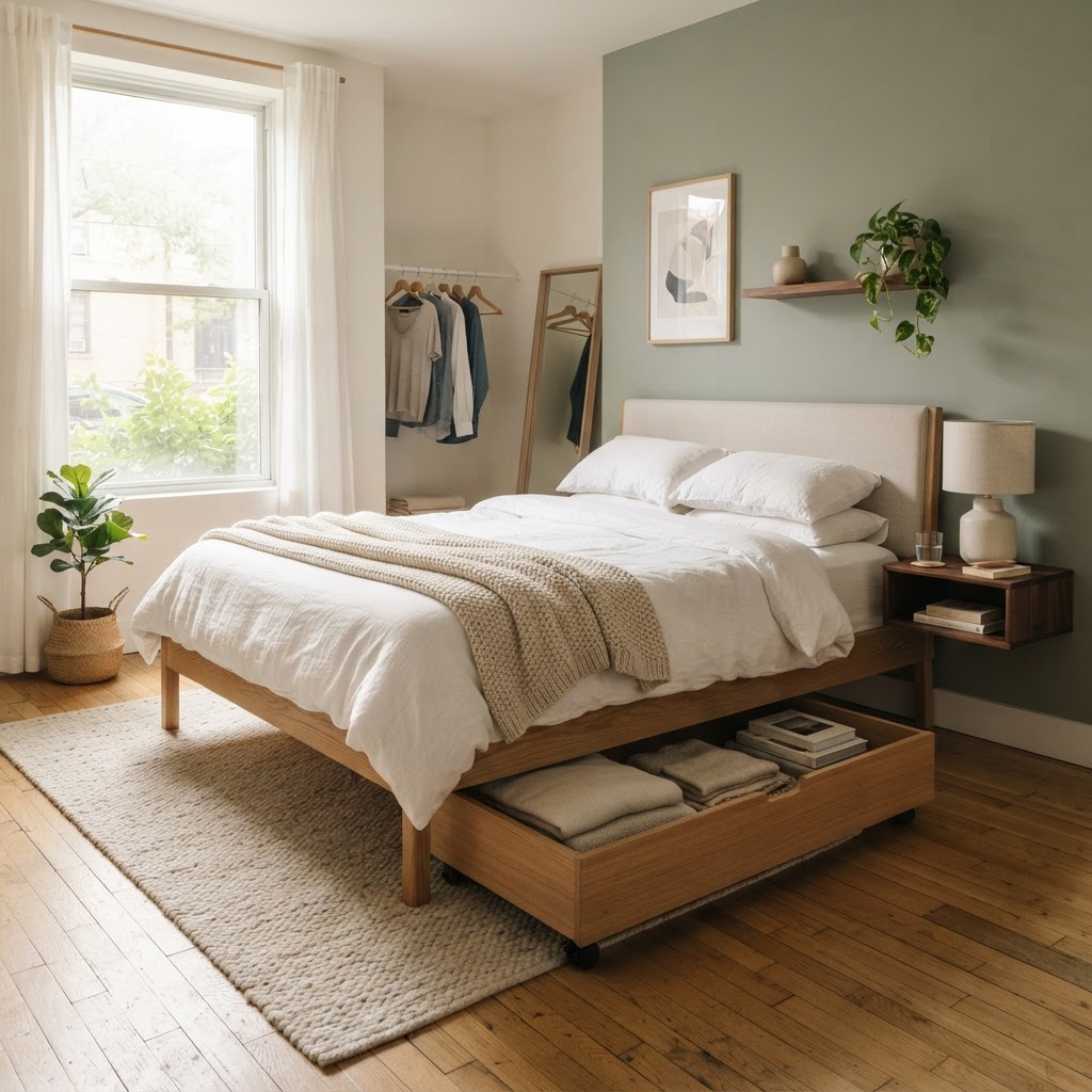 Utilizing the space beneath your bed is a perfect way to clear out your closet.
